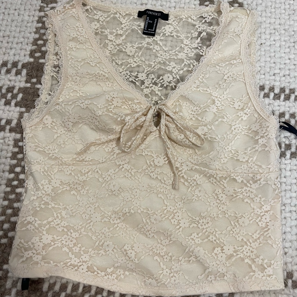 Forever 21 Beige Lace Top